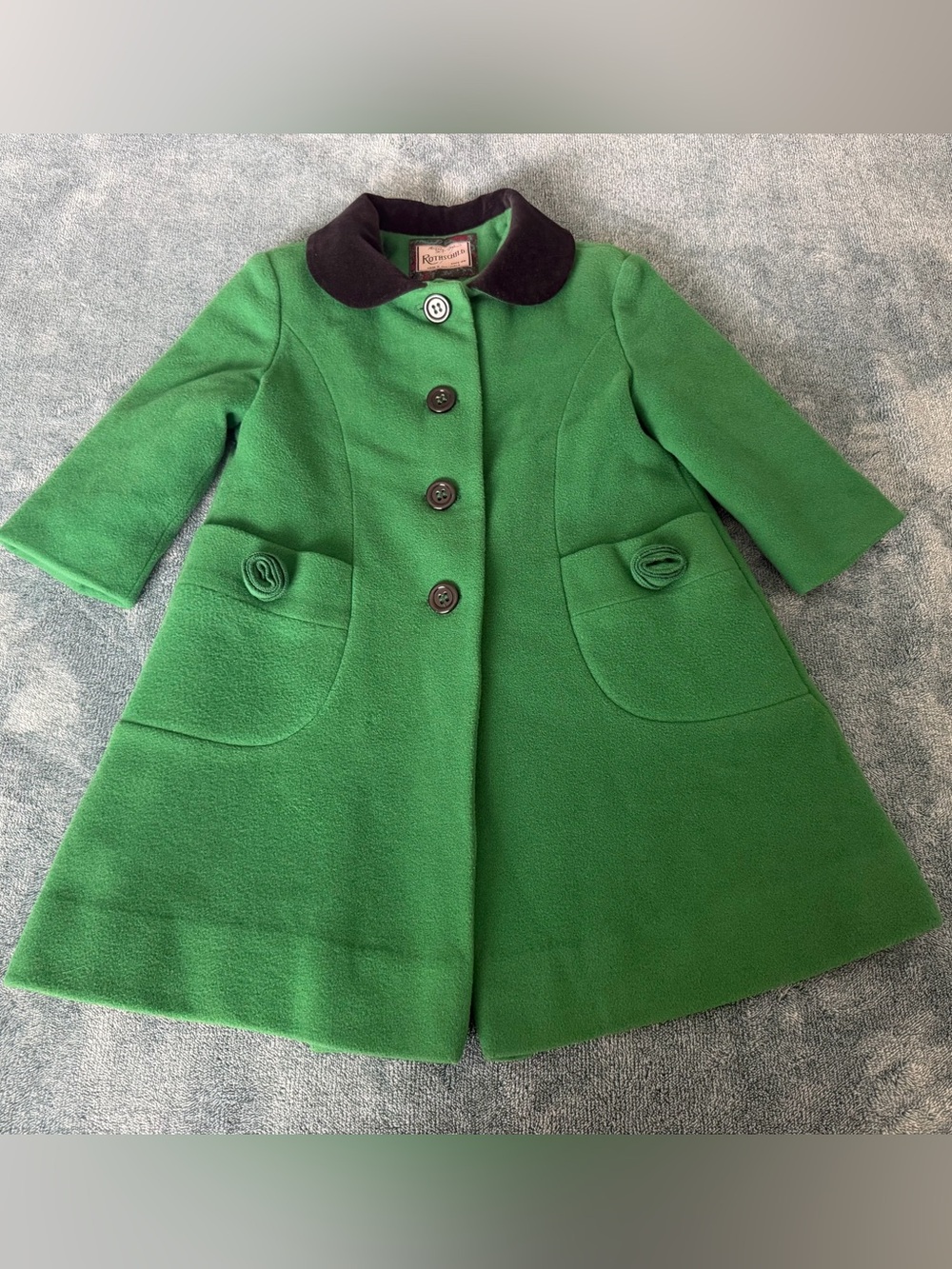 Rothschild Toddler Girl's Green Wool Blend Dressy Peacoat Size 3T Princess